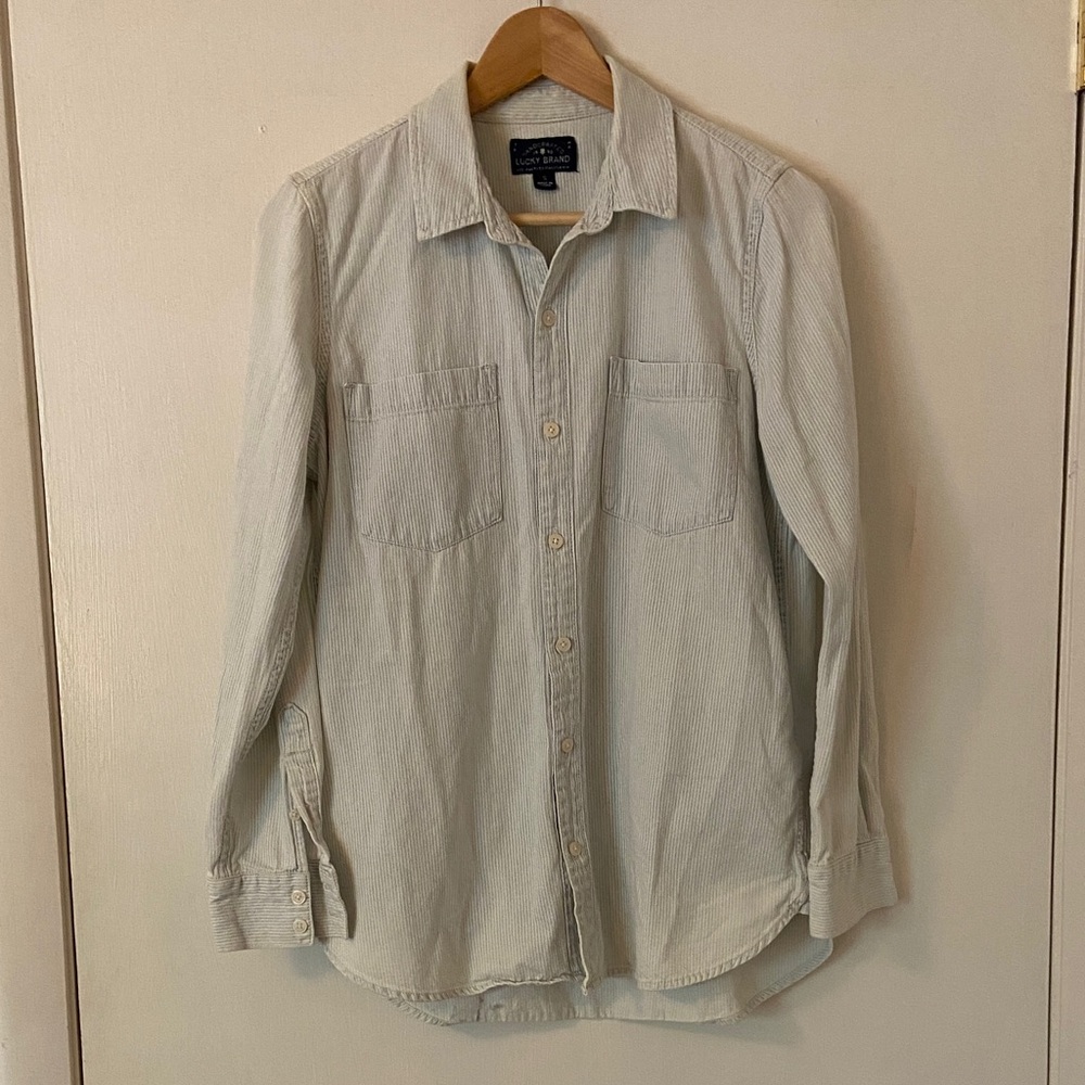 Lucky Brand Men's Casual Light Gray Button-Down Shirt